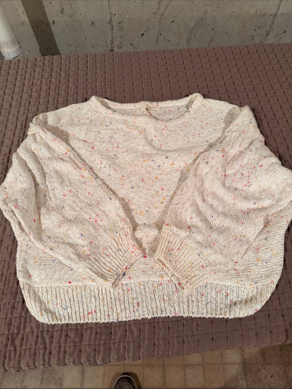 Cream Speckled Crewneck Sweater - Women's Cozy Knit